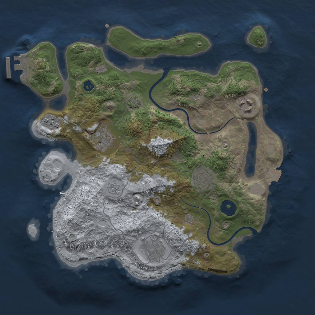 Rust Map: Procedural Map, Size: 3000, Seed: 92375, 10 Monuments