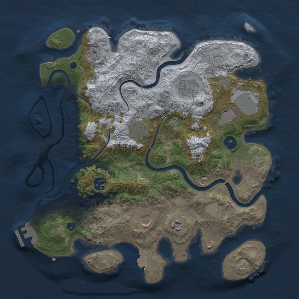 Rust Map: Procedural Map, Size: 3500, Seed: 1958656488, 12 Monuments