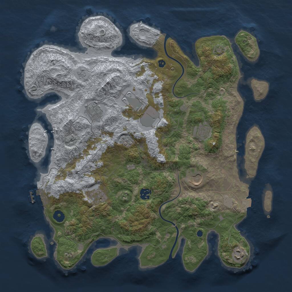 Rust Map: Procedural Map, Size: 3850, Seed: 123286165, 13 Monuments