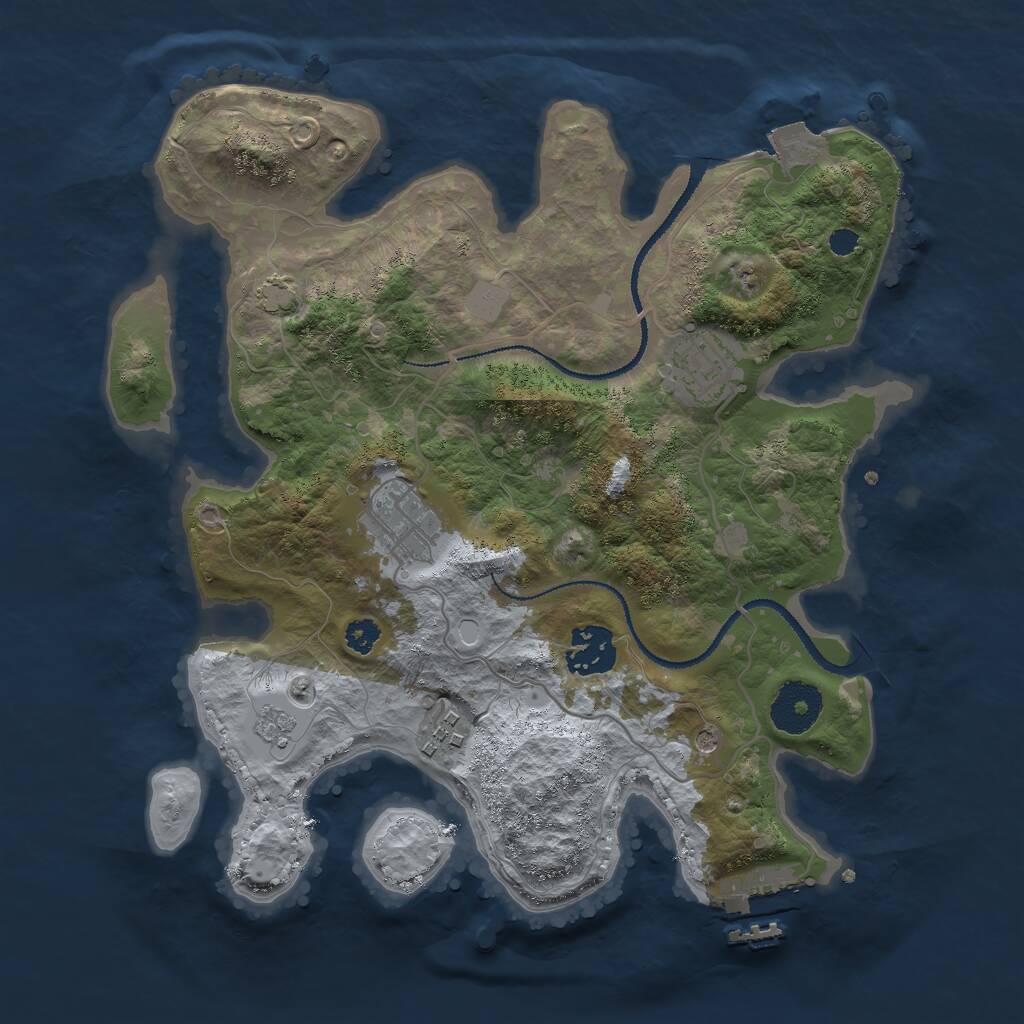 Rust Map: Procedural Map, Size: 3000, Seed: 36717, 9 Monuments