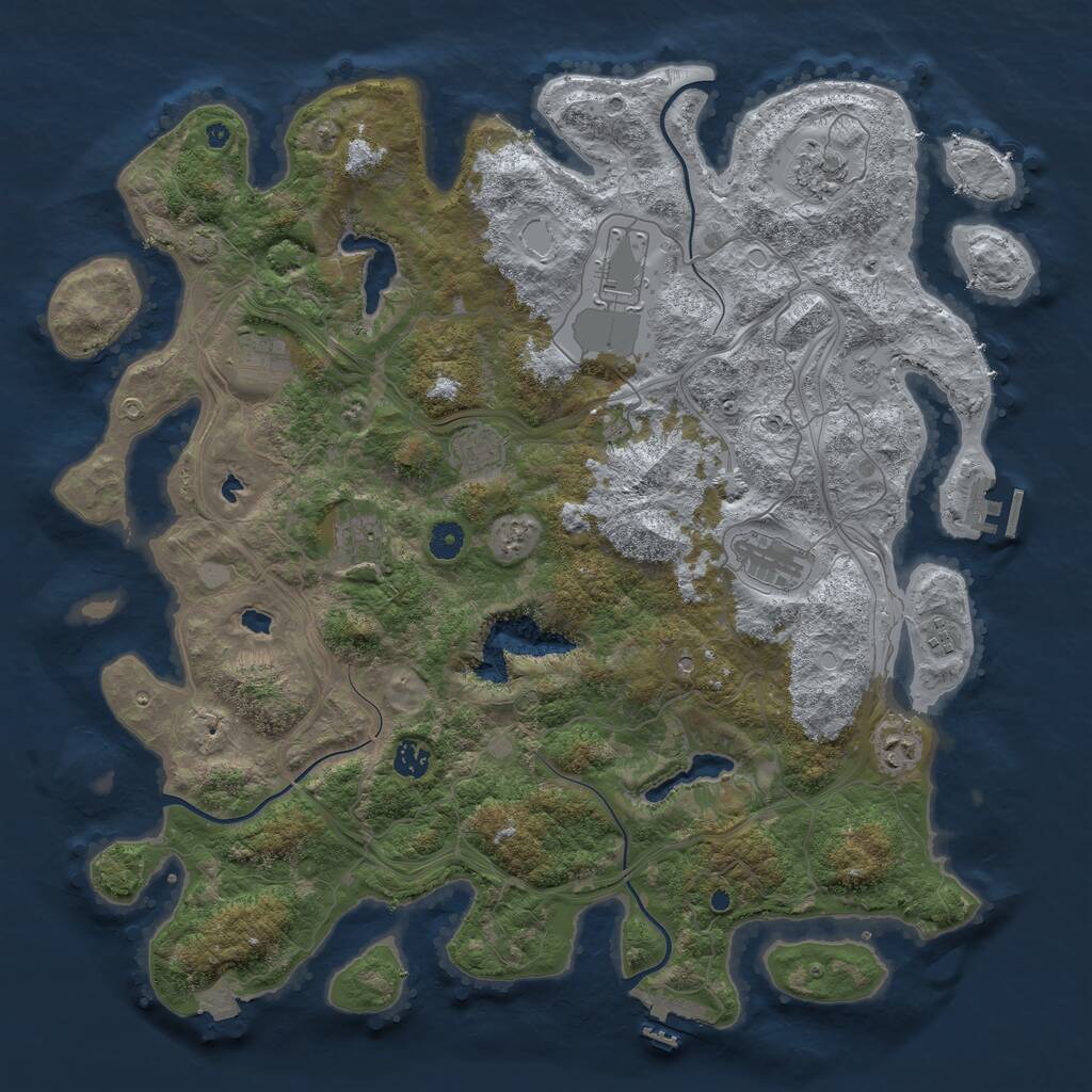 Rust Map: Procedural Map, Size: 4500, Seed: 1221897529, 15 Monuments