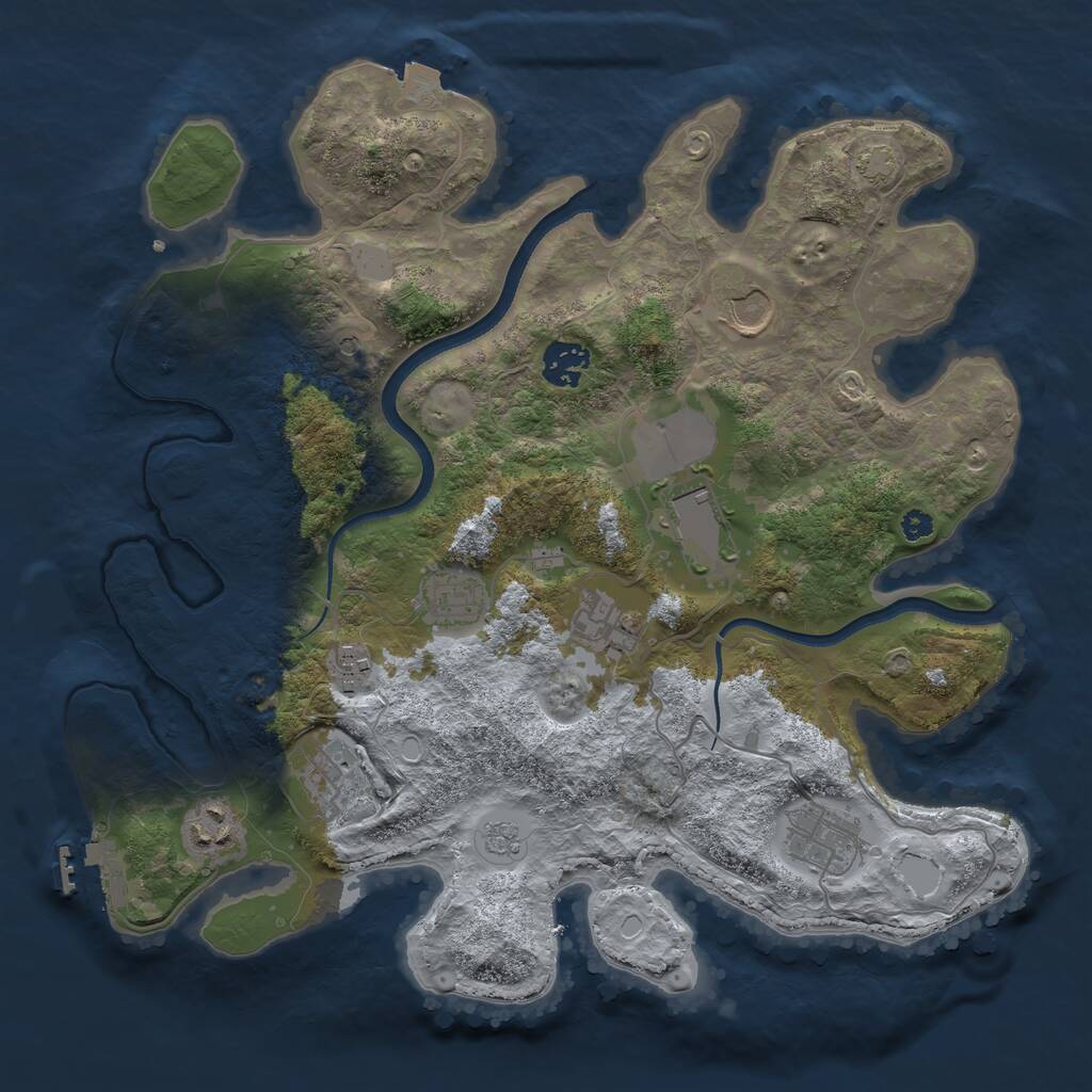 Rust Map: Procedural Map, Size: 3500, Seed: 386145, 14 Monuments