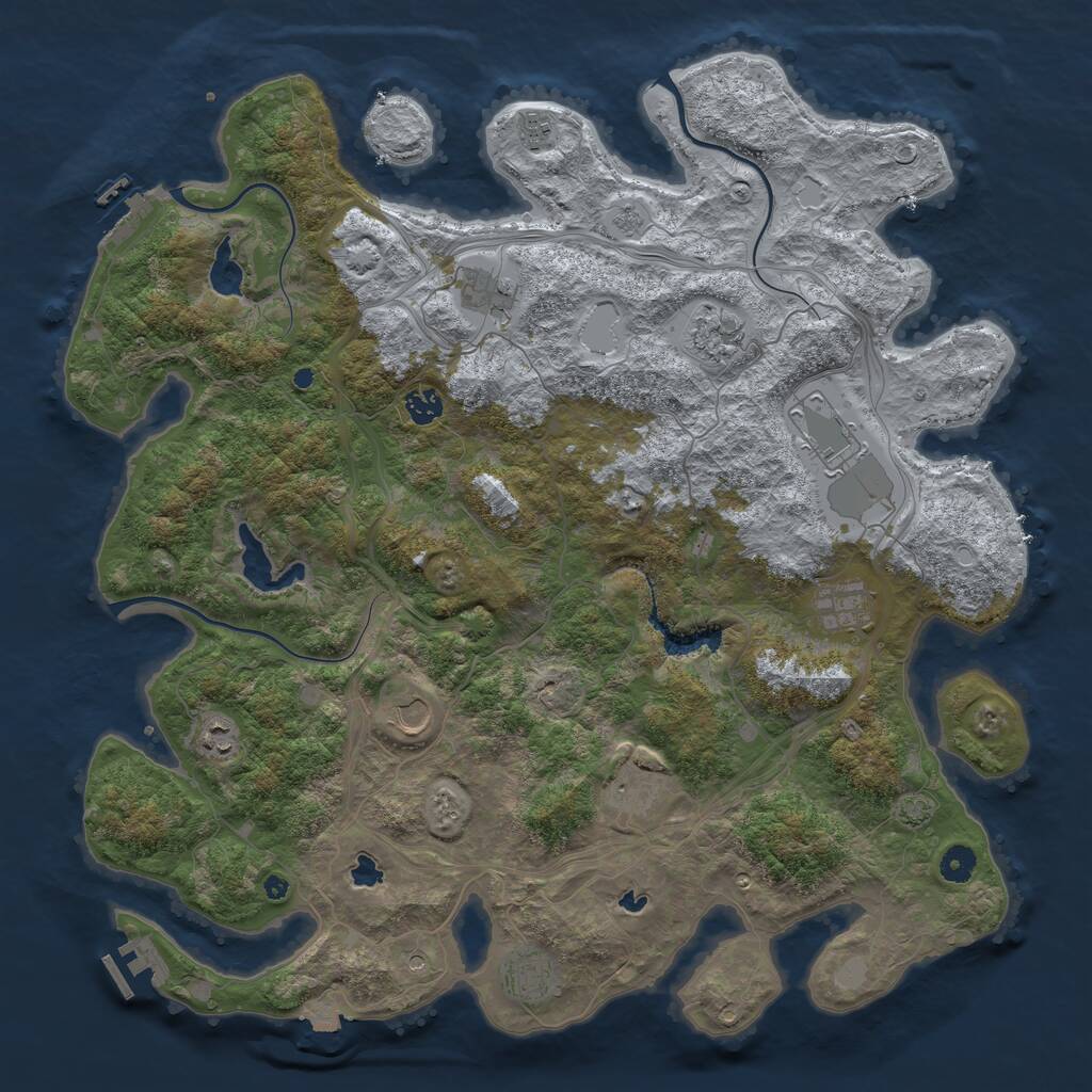 Rust Map: Procedural Map, Size: 4500, Seed: 297076141, 16 Monuments