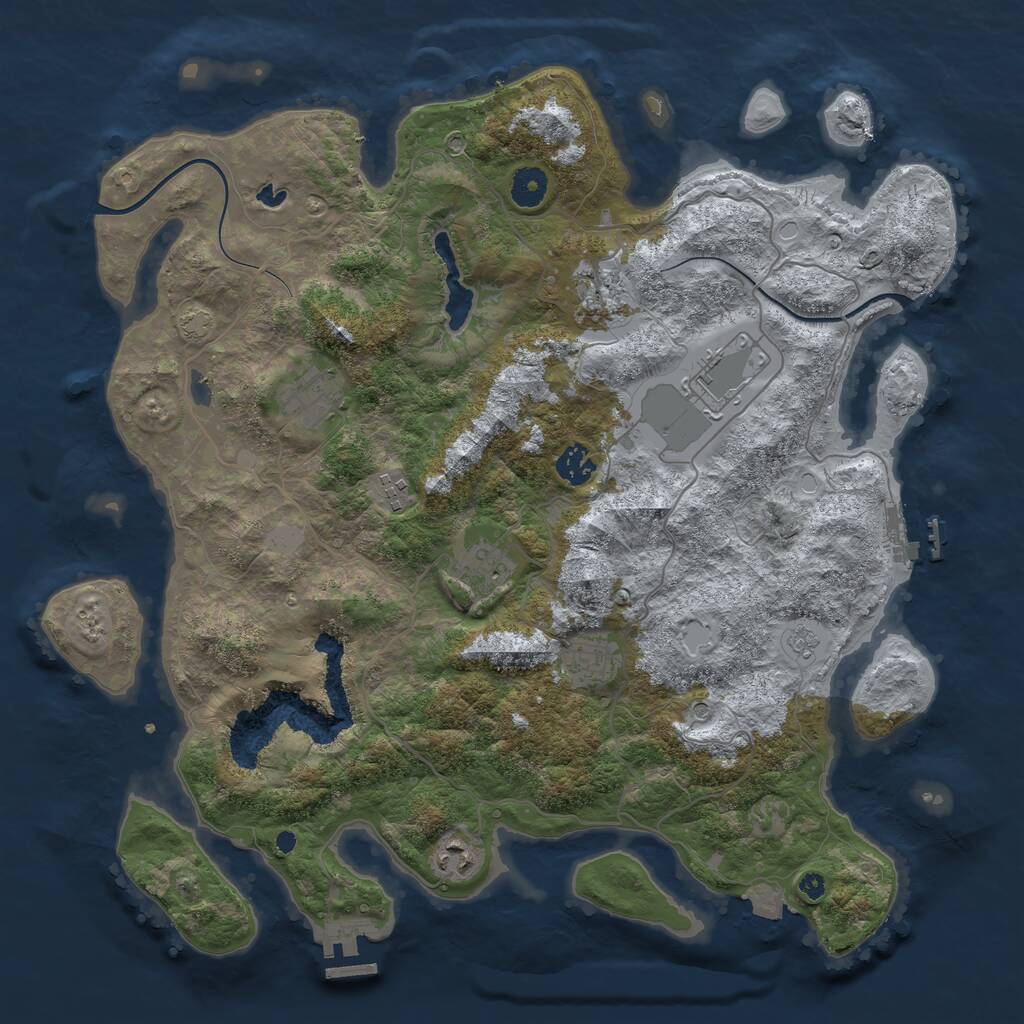 Rust Map: Procedural Map, Size: 4000, Seed: 208264797, 14 Monuments
