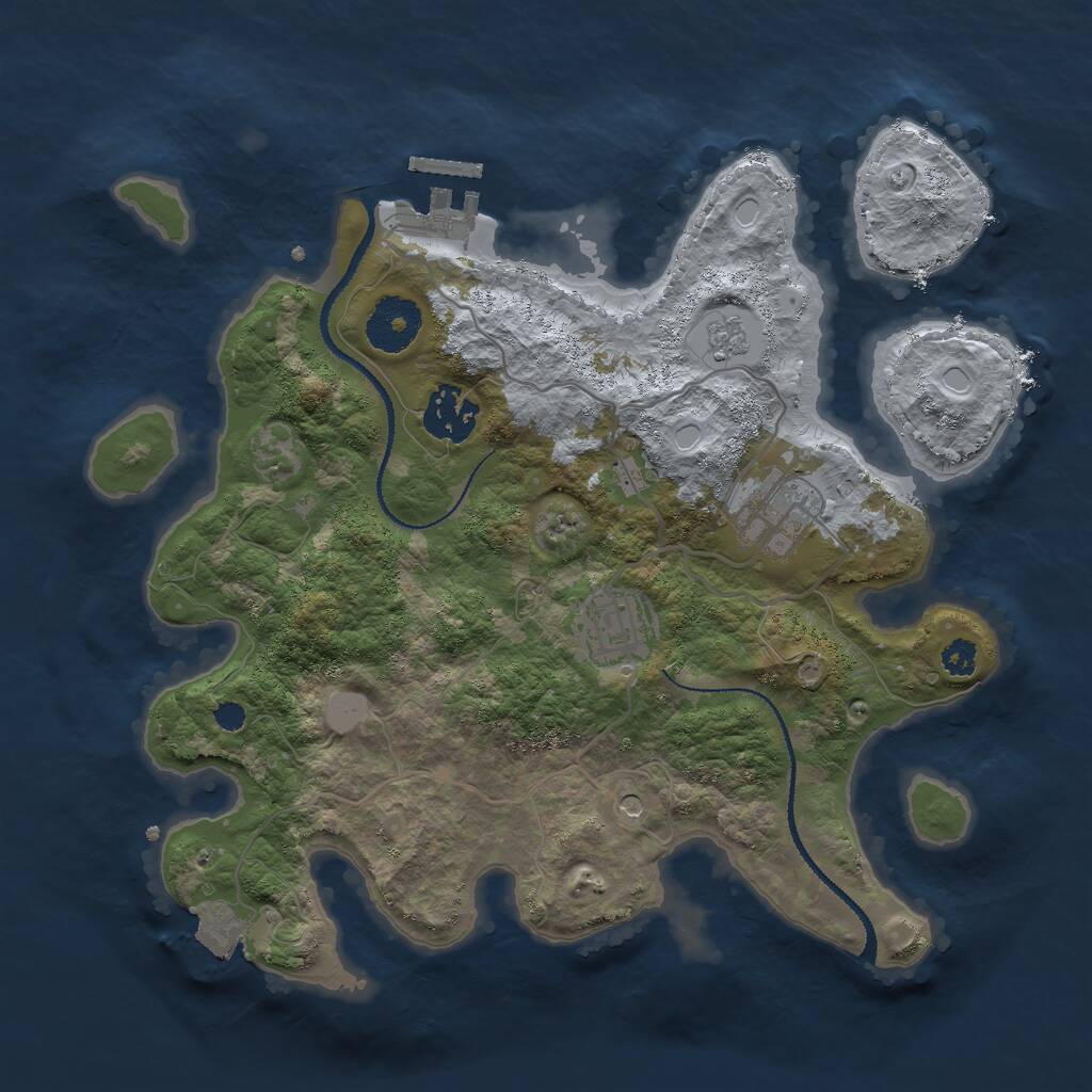 Rust Map: Procedural Map, Size: 3000, Seed: 1690616677, 7 Monuments