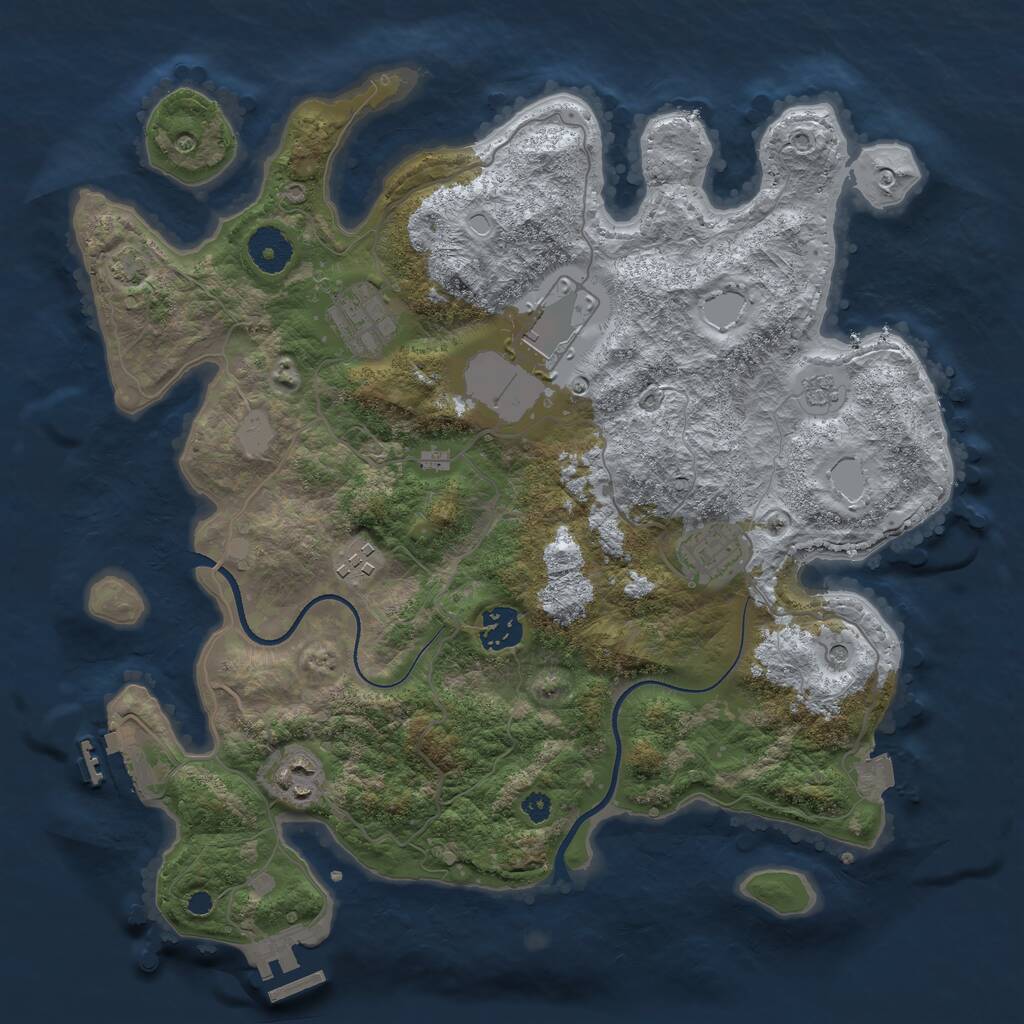 Rust Map: Procedural Map, Size: 3500, Seed: 1267974891, 12 Monuments