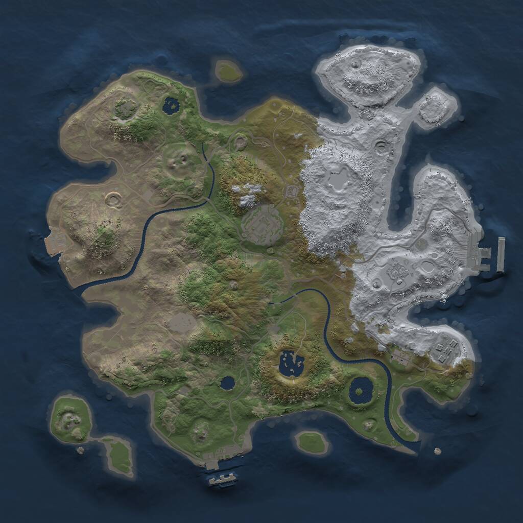 Rust Map: Procedural Map, Size: 3000, Seed: 2014735, 8 Monuments