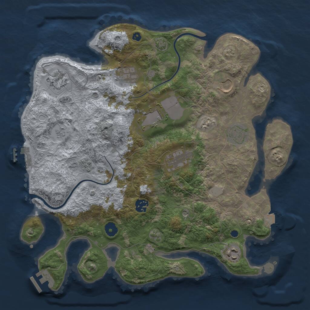 Rust Map: Procedural Map, Size: 3500, Seed: 1056333526, 15 Monuments