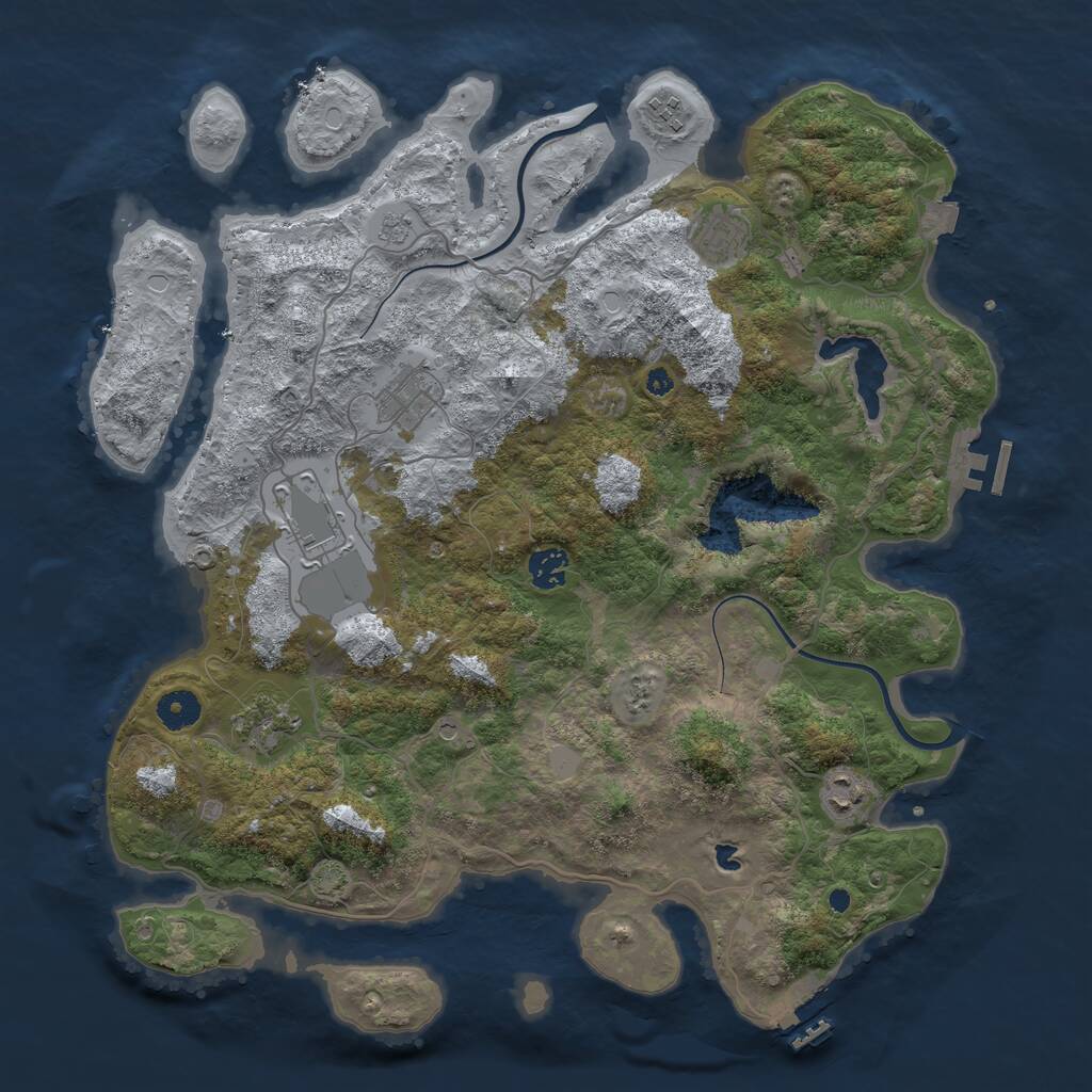 Rust Map: Procedural Map, Size: 4000, Seed: 893251284, 13 Monuments