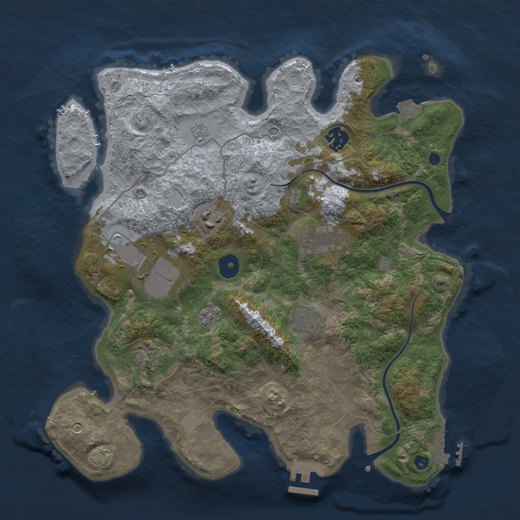 Rust Map: Procedural Map, Size: 3500, Seed: 793628414, 13 Monuments