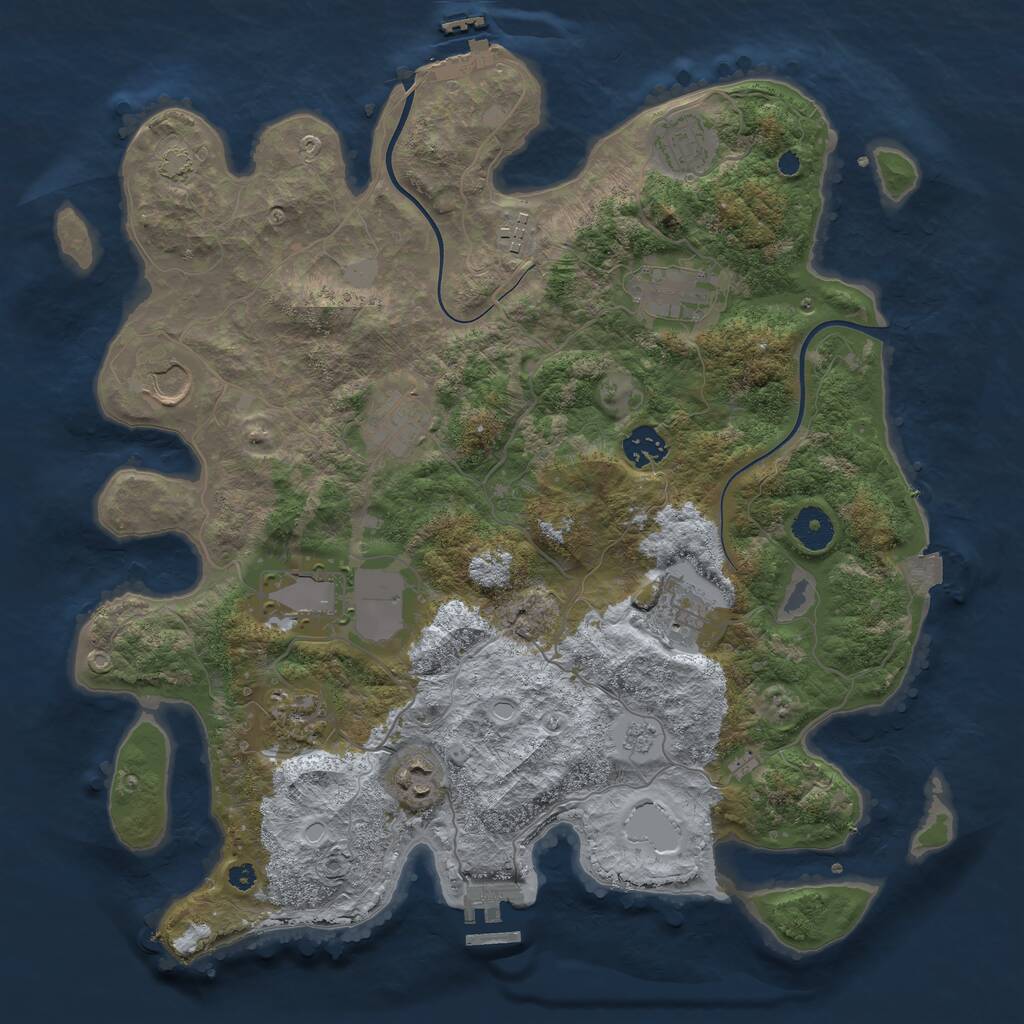 Rust Map: Procedural Map, Size: 3750, Seed: 38049677, 15 Monuments