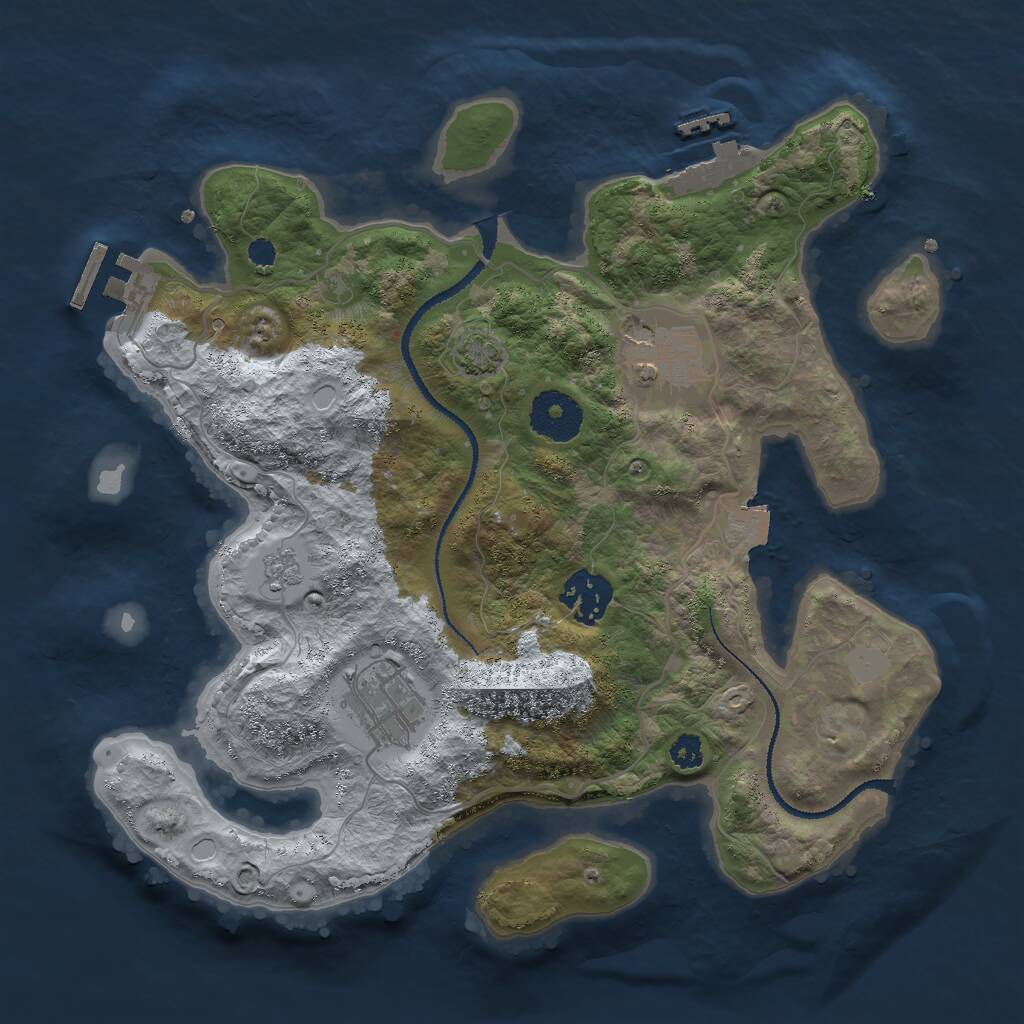 Rust Map: Procedural Map, Size: 3000, Seed: 833472, 8 Monuments