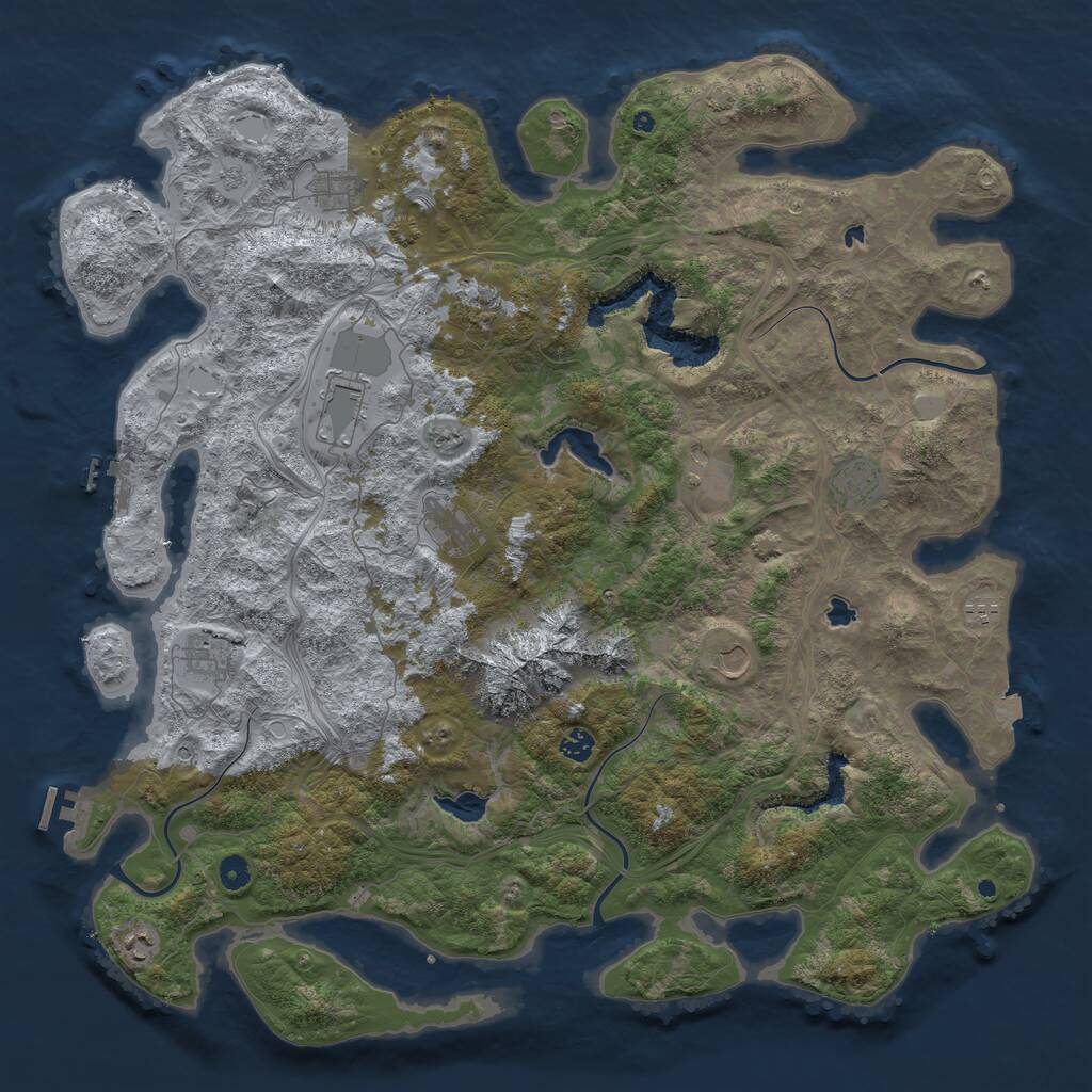 Rust Map: Procedural Map, Size: 5000, Seed: 2397164, 17 Monuments