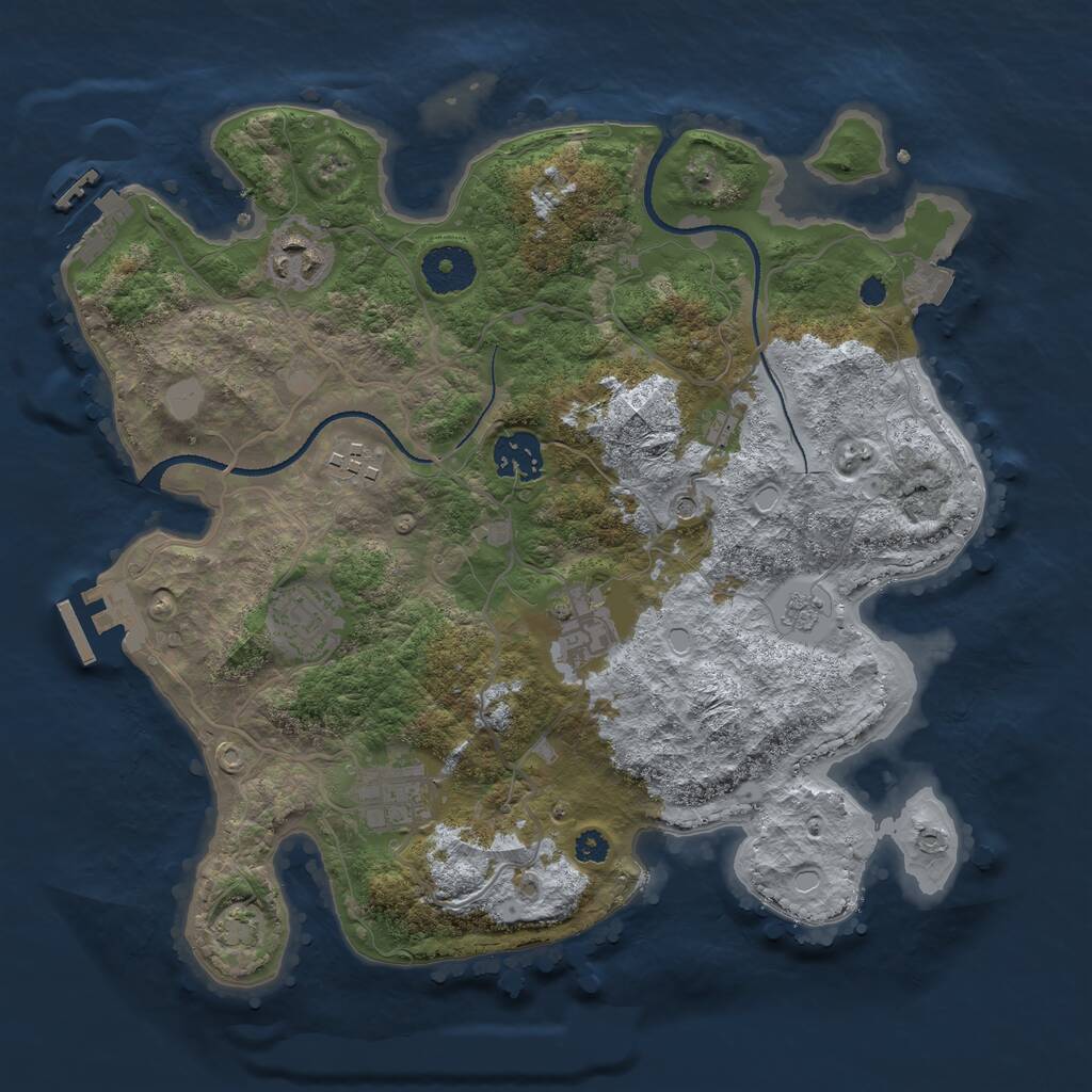 Rust Map: Procedural Map, Size: 3250, Seed: 506344525, 12 Monuments