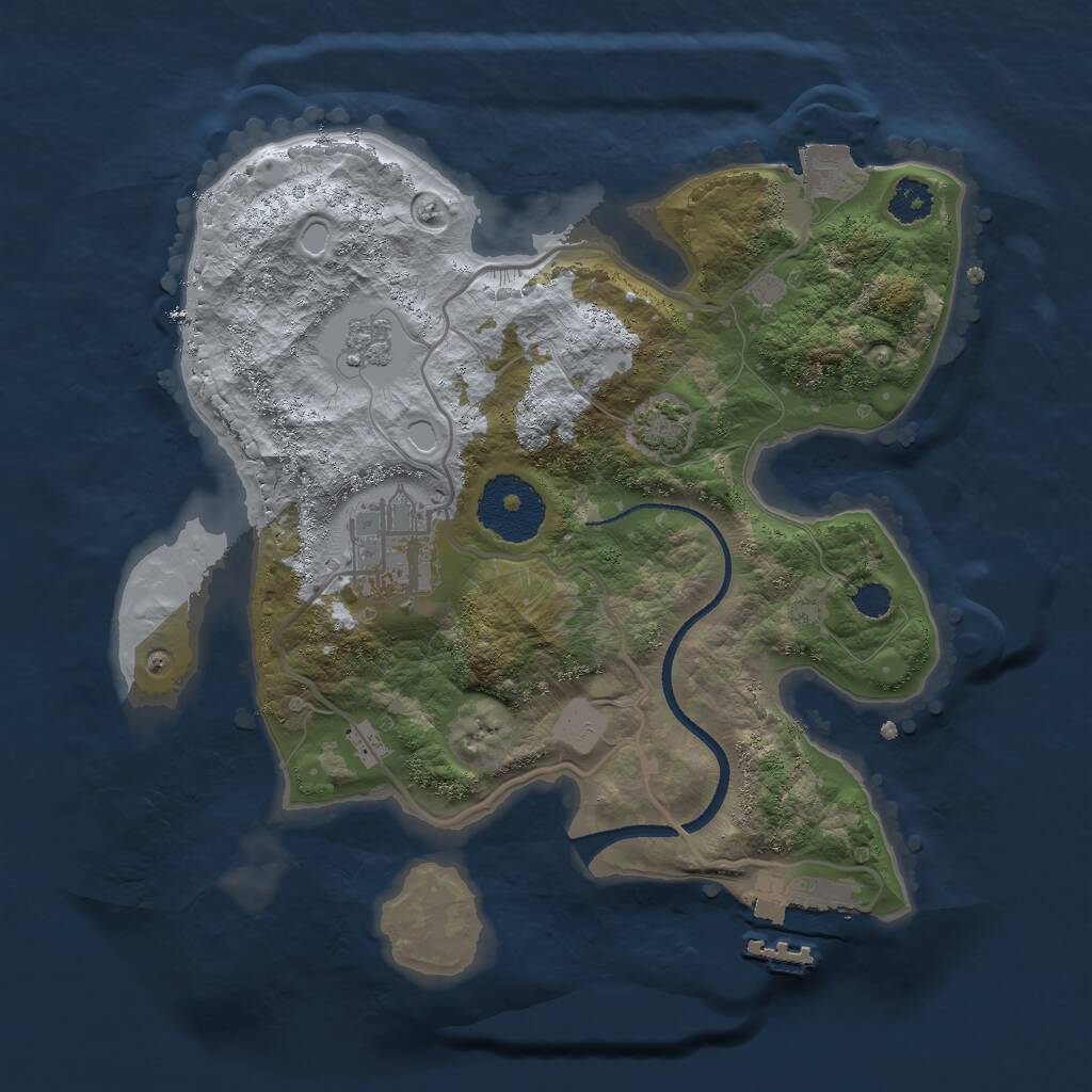 Rust Map: Procedural Map, Size: 2500, Seed: 86992597, 5 Monuments