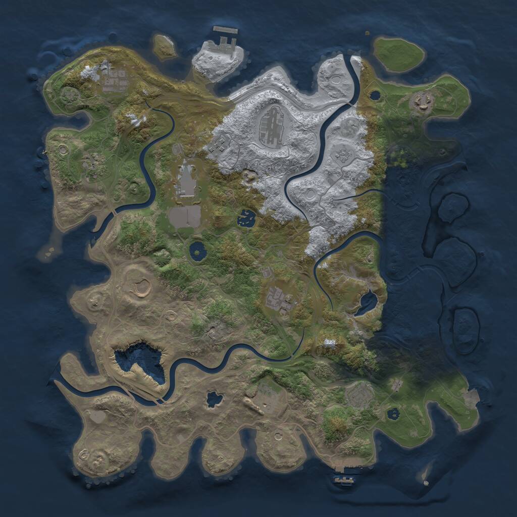 Rust Map: Procedural Map, Size: 4250, Seed: 944557178, 17 Monuments