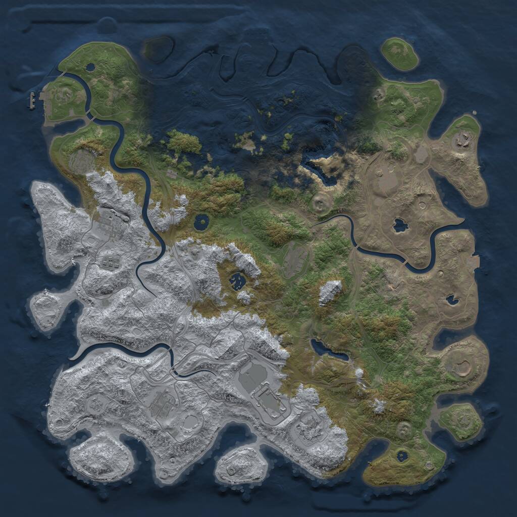 Rust Map: Procedural Map, Size: 4800, Seed: 6666, 17 Monuments