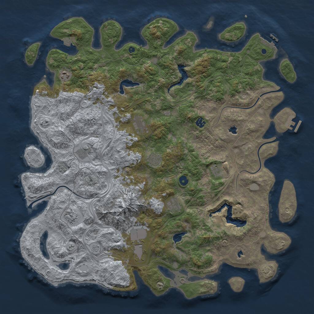 Rust Map: Procedural Map, Size: 5000, Seed: 36000, 16 Monuments