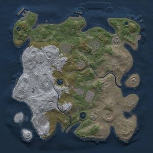 Thumbnail Rust Map: Procedural Map, Size: 3500, Seed: 1083070744, 13 Monuments
