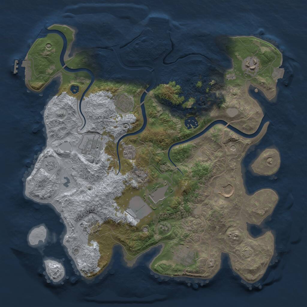 Rust Map: Procedural Map, Size: 3500, Seed: 1083070744, 15 Monuments