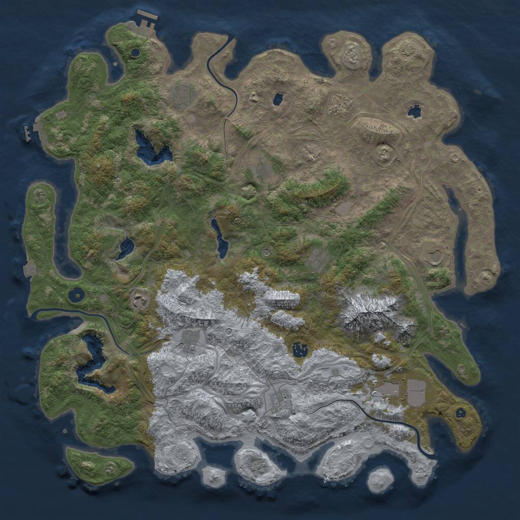 Rust Map: Procedural Map, Size: 5000, Seed: 264534, 17 Monuments