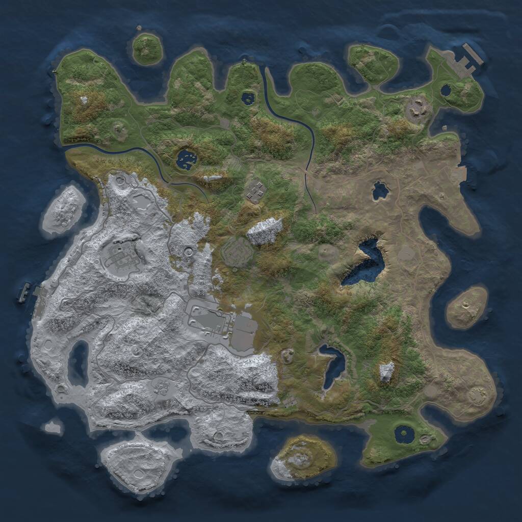 Rust Map: Procedural Map, Size: 4000, Seed: 3594, 12 Monuments