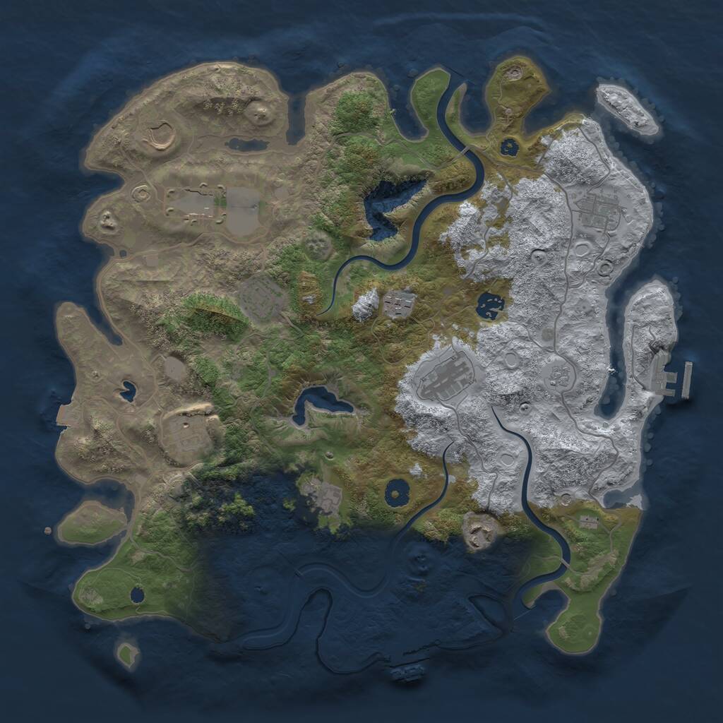 Rust Map: Procedural Map, Size: 4000, Seed: 281280446, 16 Monuments