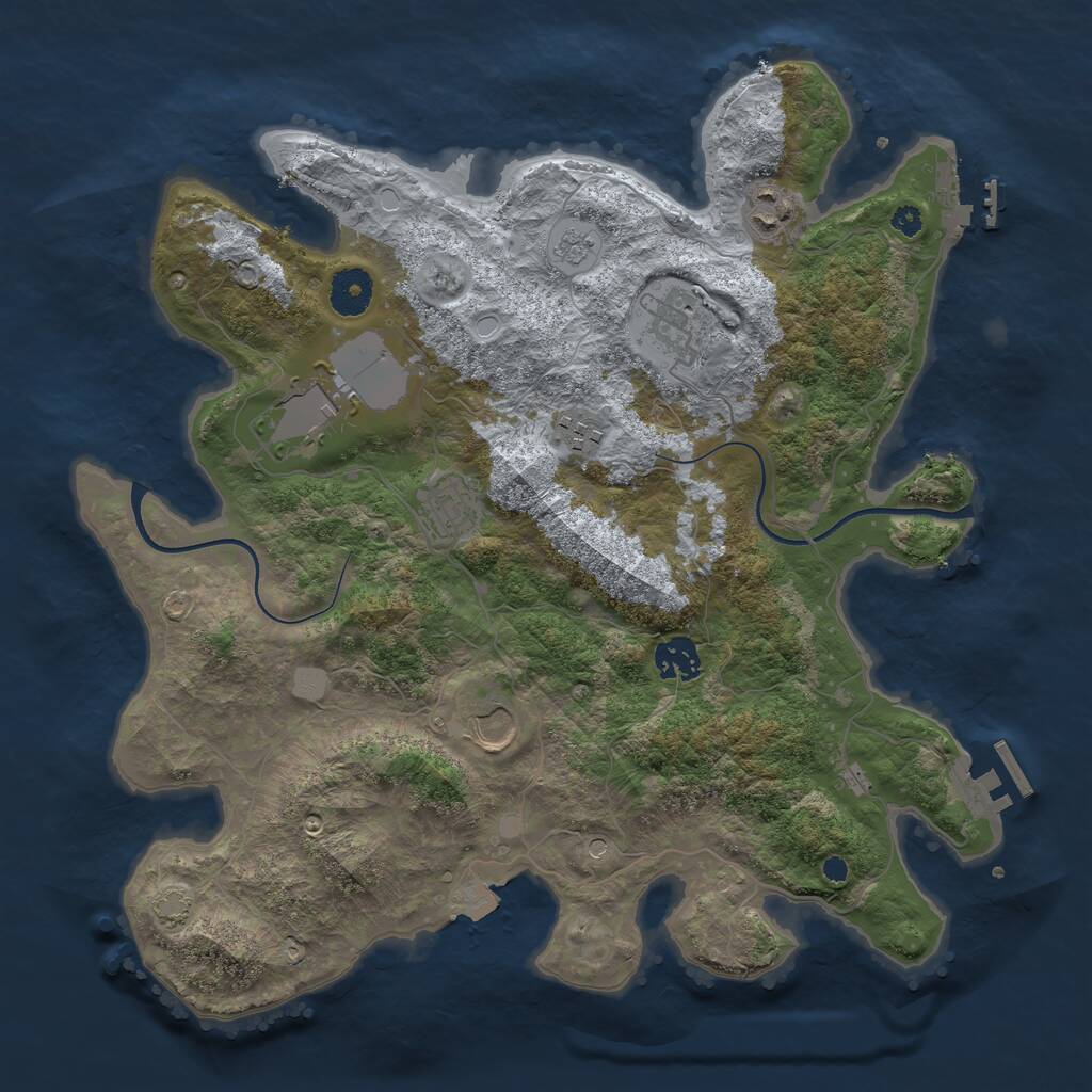 Rust Map: Procedural Map, Size: 3600, Seed: 958732, 13 Monuments