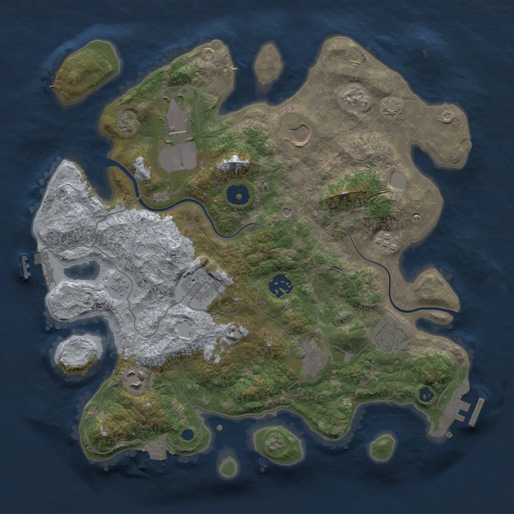 Rust Map: Procedural Map, Size: 3500, Seed: 63381135, 14 Monuments