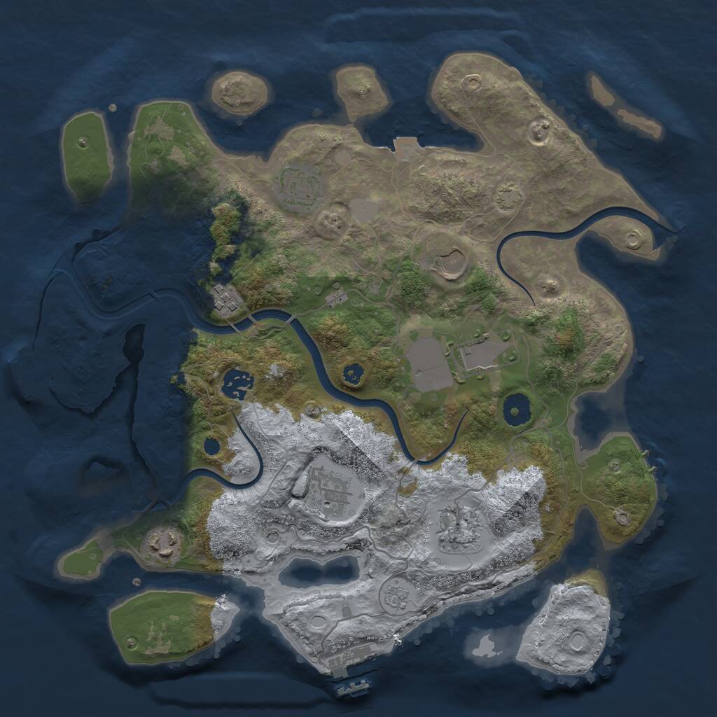 Rust Map: Procedural Map, Size: 3500, Seed: 29328, 14 Monuments