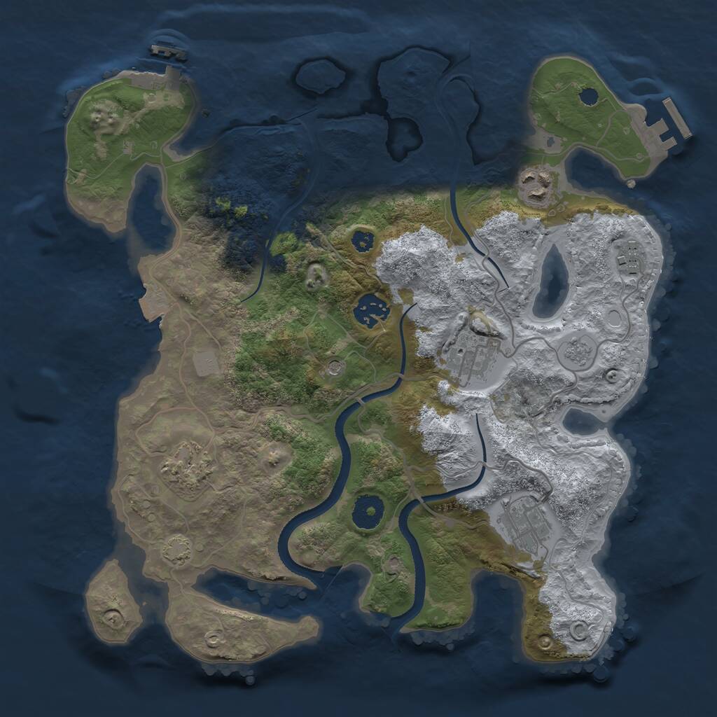 Rust Map: Procedural Map, Size: 3250, Seed: 1073872113, 12 Monuments