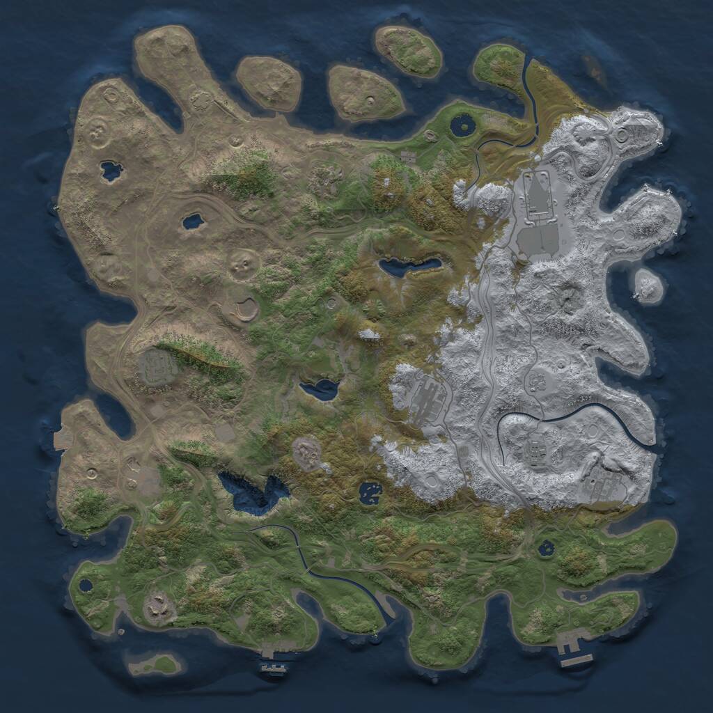 Rust Map: Procedural Map, Size: 4500, Seed: 1347490982, 16 Monuments