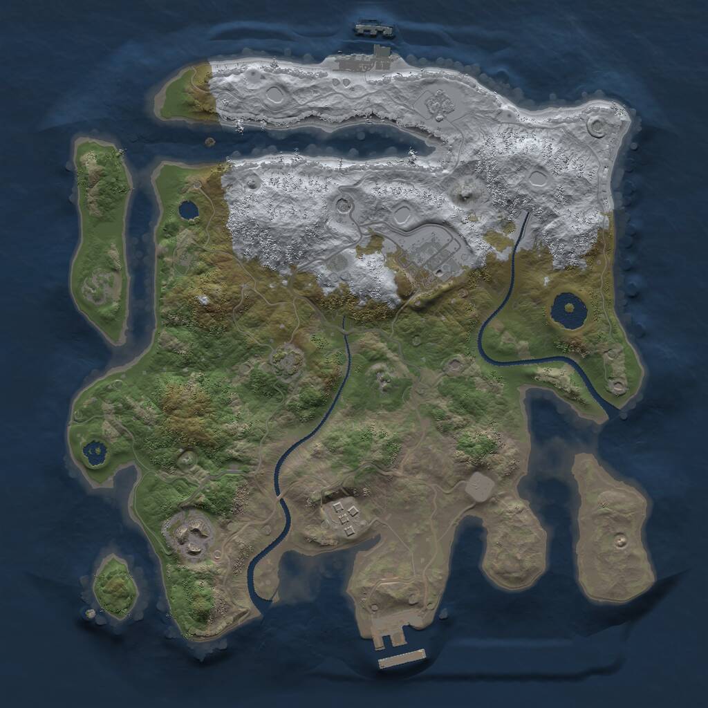 Rust Map: Procedural Map, Size: 3000, Seed: 922929617, 9 Monuments