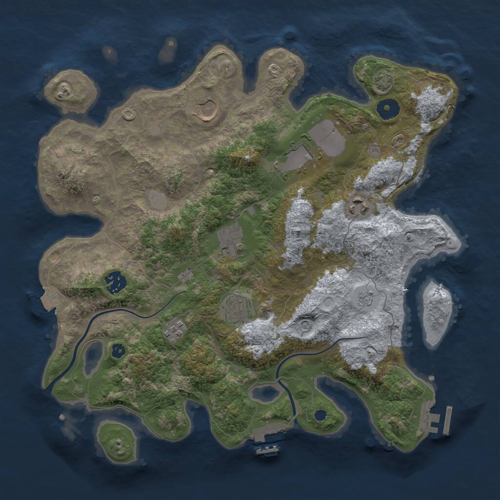 Rust Map: Procedural Map, Size: 3500, Seed: 3453425, 13 Monuments