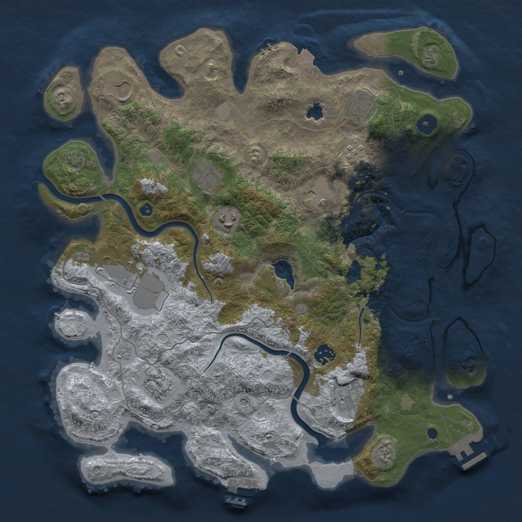 Rust Map: Procedural Map, Size: 4000, Seed: 1974321692, 16 Monuments