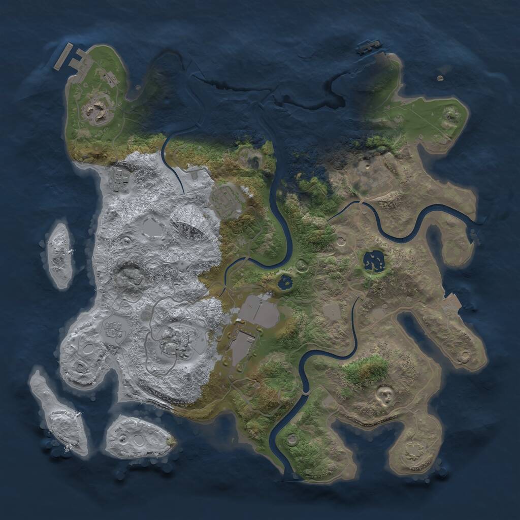 Rust Map: Procedural Map, Size: 3500, Seed: 1836651061, 13 Monuments