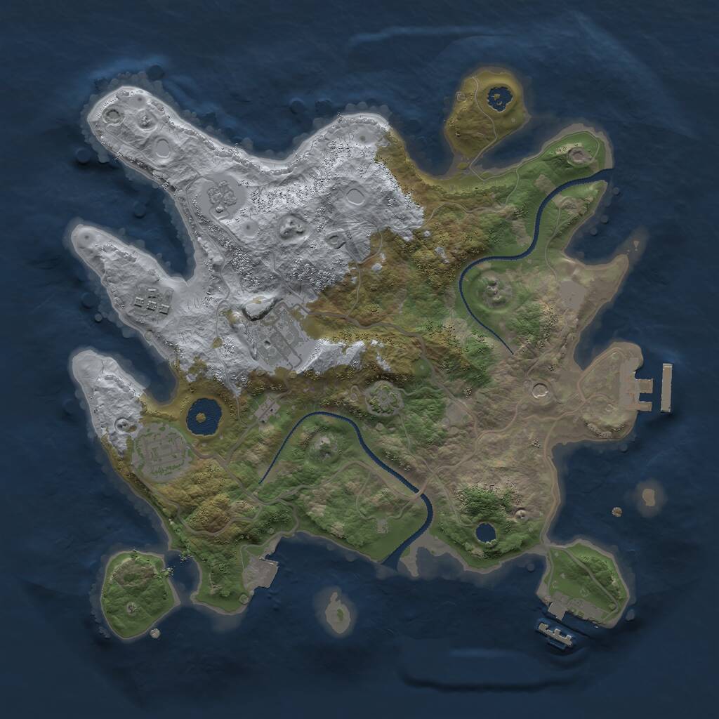 Rust Map: Procedural Map, Size: 3000, Seed: 97745, 9 Monuments
