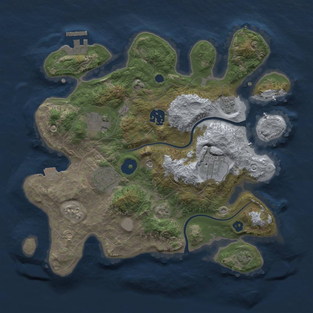 Rust Map: Procedural Map, Size: 3000, Seed: 809882700, 9 Monuments