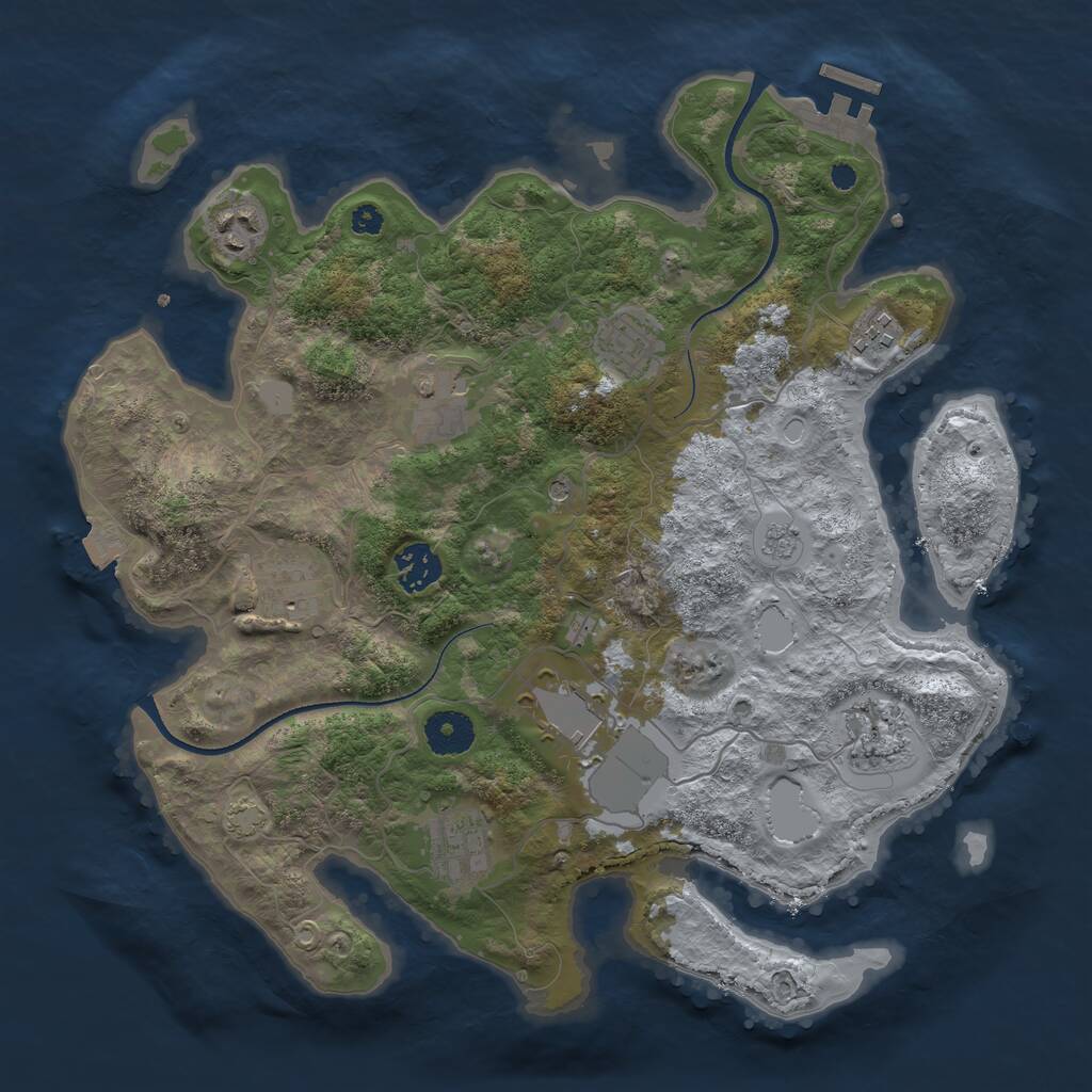 Rust Map: Procedural Map, Size: 3500, Seed: 2062143148, 14 Monuments