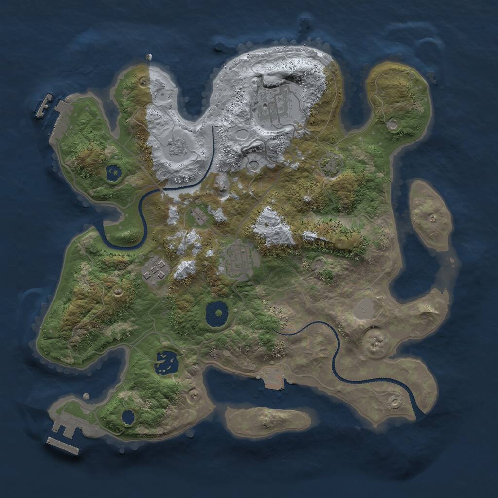 Rust Map: Procedural Map, Size: 3000, Seed: 1474363457, 10 Monuments