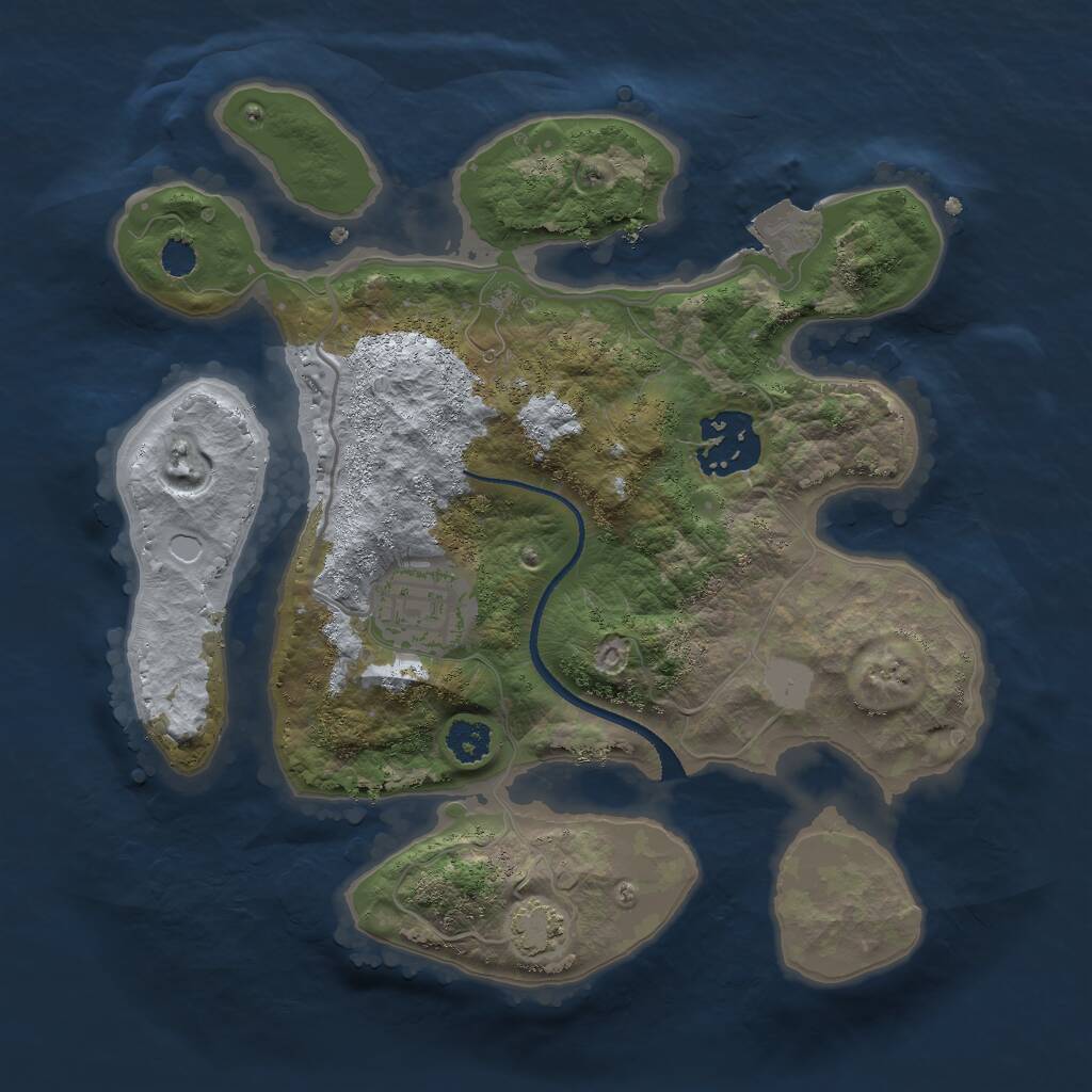 Rust Map: Procedural Map, Size: 2500, Seed: 895858449, 4 Monuments