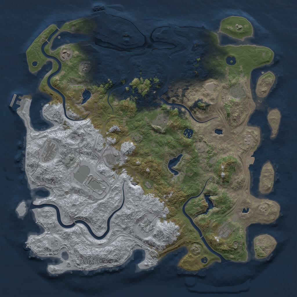 Rust Map: Procedural Map, Size: 4600, Seed: 484691335, 16 Monuments