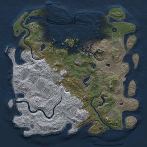 Thumbnail Rust Map: Procedural Map, Size: 4600, Seed: 484691335, 16 Monuments