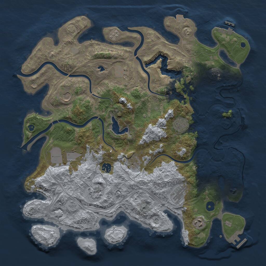 Rust Map: Procedural Map, Size: 4250, Seed: 941915747, 16 Monuments