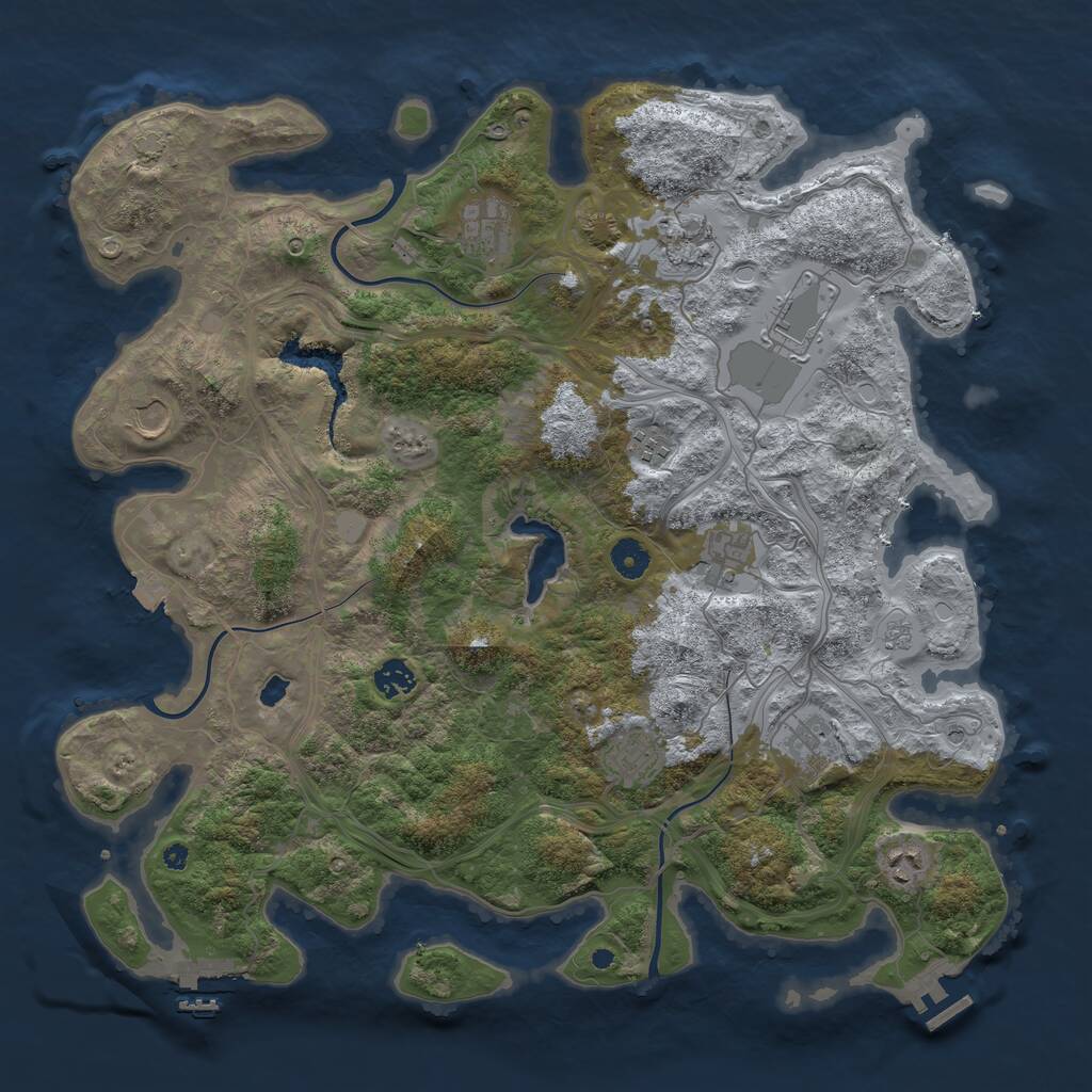 Rust Map: Procedural Map, Size: 4250, Seed: 889778013, 16 Monuments