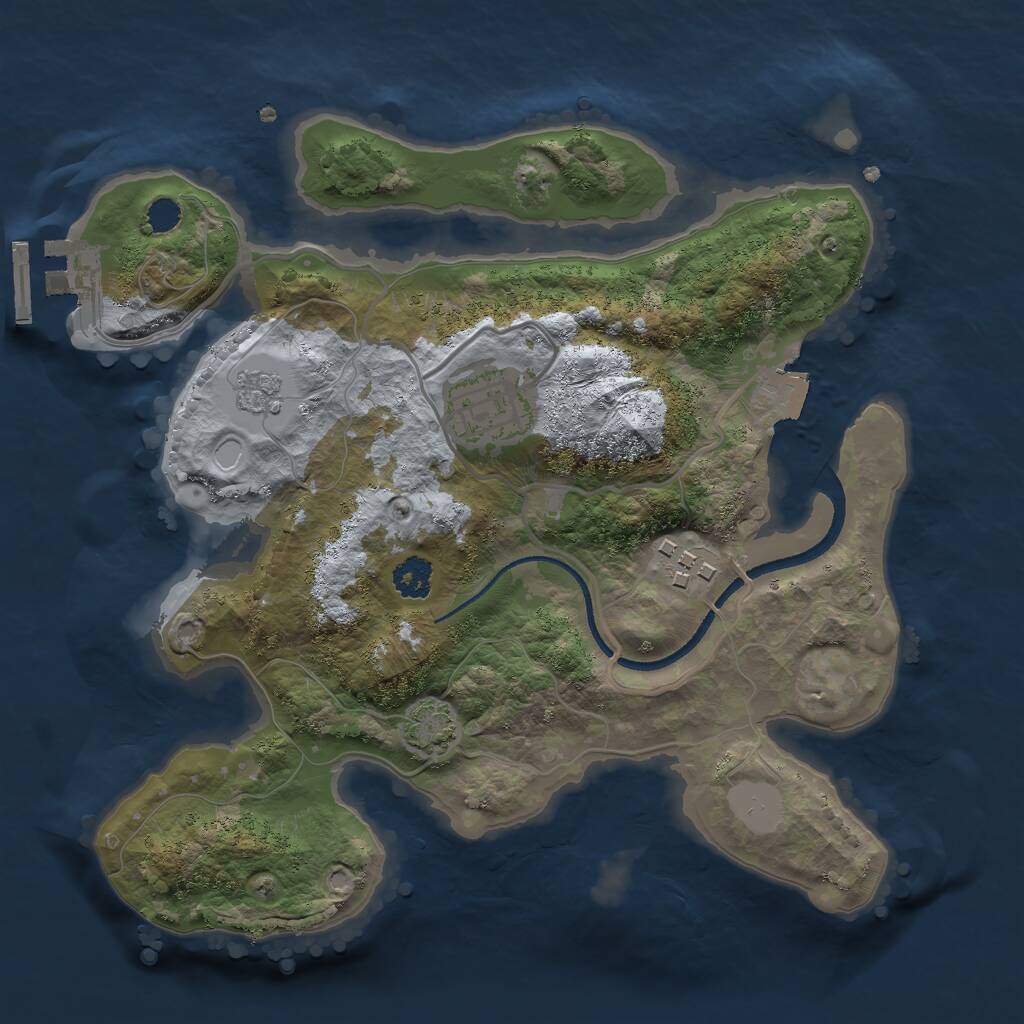 Rust Map: Procedural Map, Size: 2500, Seed: 34015659, 6 Monuments