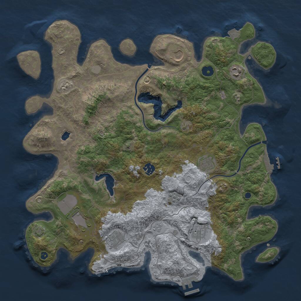 Rust Map: Procedural Map, Size: 4000, Seed: 1941850444, 13 Monuments
