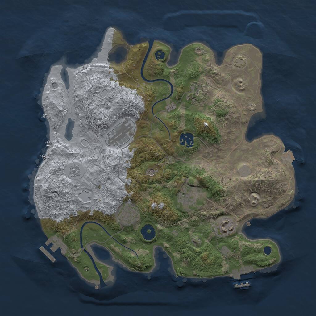 Rust Map: Procedural Map, Size: 3200, Seed: 656831371, 12 Monuments