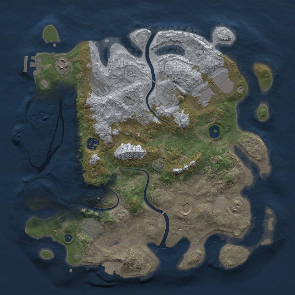 Rust Map: Procedural Map, Size: 3650, Seed: 1356788371, 14 Monuments