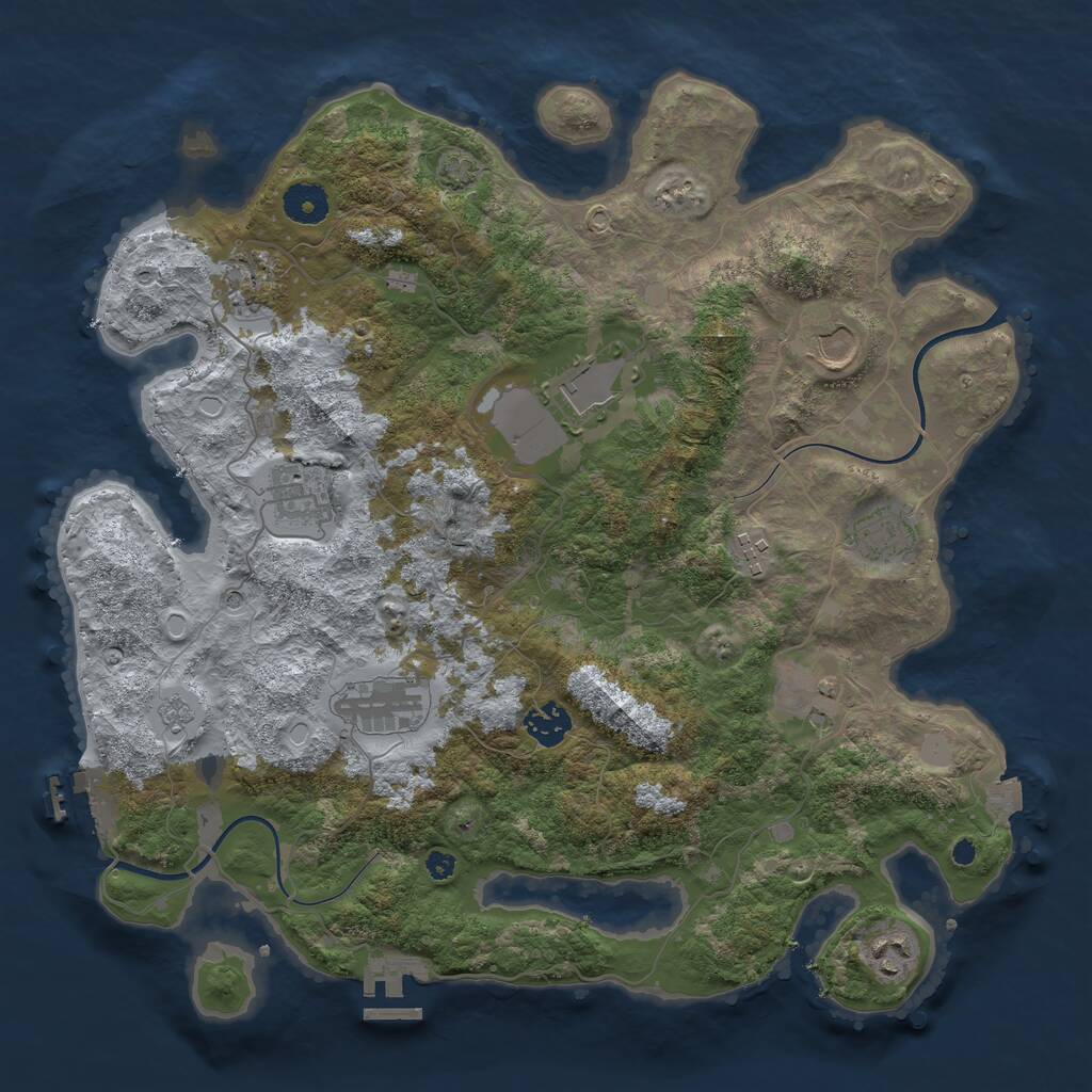 Rust Map: Procedural Map, Size: 3750, Seed: 1193218823, 16 Monuments